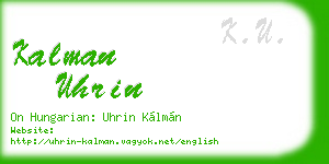 kalman uhrin business card