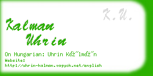 kalman uhrin business card